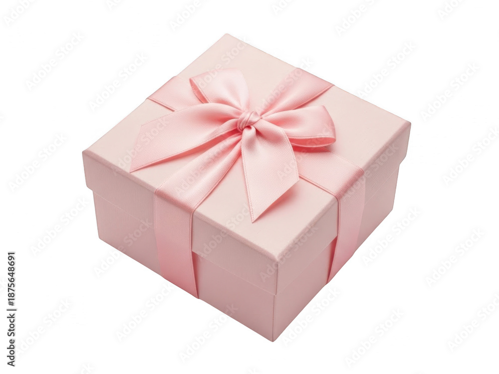 Fototapeta premium Elegant pink gift box with bow isolated on transparent background
