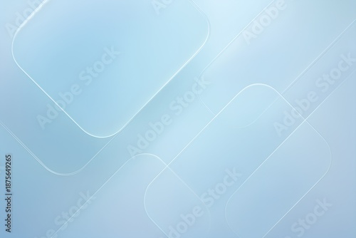 Soft light blue abstract background featuring overlapping rounded geometric shapes with glowing lines for modern technology concept and minimalist design
