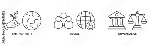 ESG banner web icon illustration with icon of Environment, Social, Governance