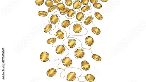 minimalist one line  drawing of gold coin pouring
