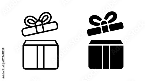 A modern open gift box icon design representing surprises and special occasions