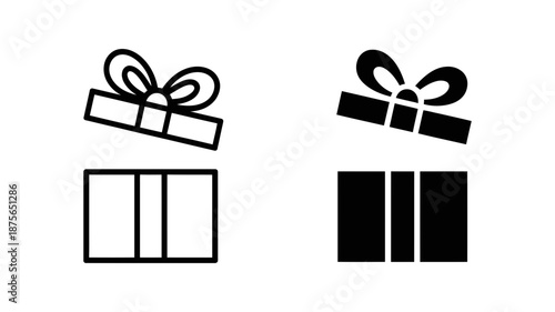 Open gift box icon in line art and solid style, suggesting a surprise or a present.