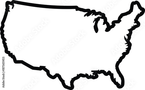Outline of the contiguous united states map a minimalist black and white graphic