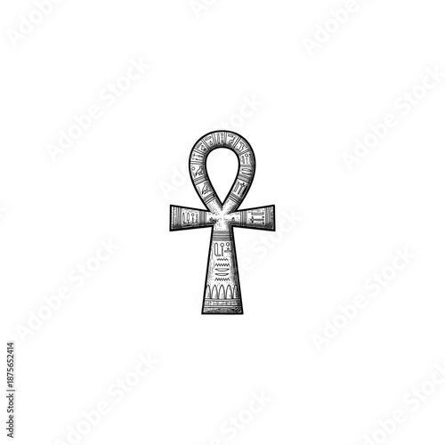 Ancient egyptian ankh engraving.