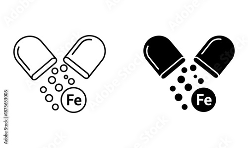 Iron Supplement Icon Vector. Vitamin Capsule Health Symbol