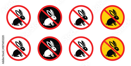 No rabbits raster icon. No rabbits testing warning icon vector sign on white background.