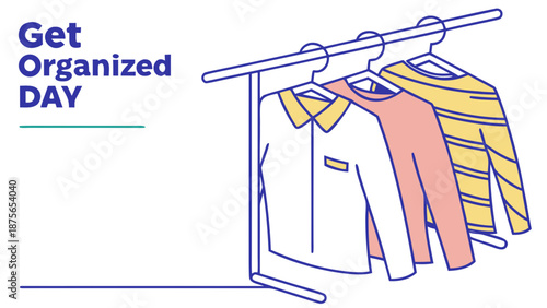 Clean clothes neatly hung on a rack, symbolizing organization and tidiness.