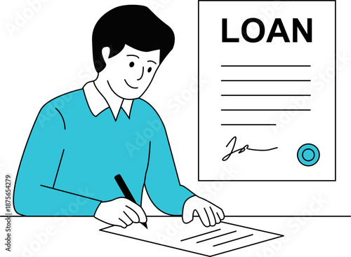 Businessman Writing Loan Application