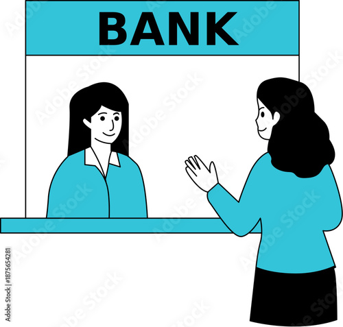Women Costumer and Bank Teller Interaction