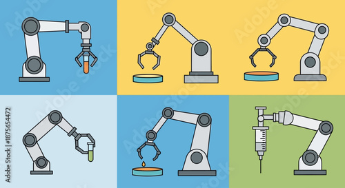 Robotic arms with laboratory equipment in scientific research