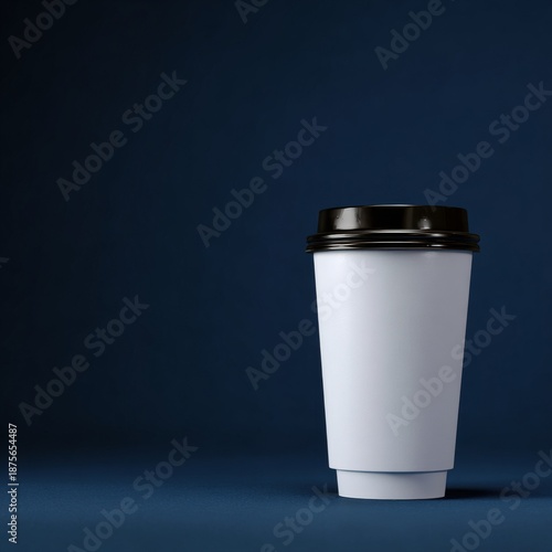 empty blank coffee cup isolated on blue black background