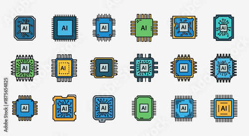 Collection of stylized drones with cameras
