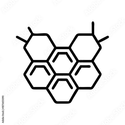 Honeycomb pattern illustration in minimalist black line design  
