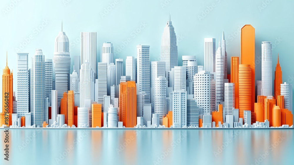 Obraz premium Modern city skyscraper complex landscape