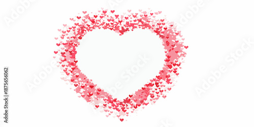 heart shape made of small pink hearts on white background
