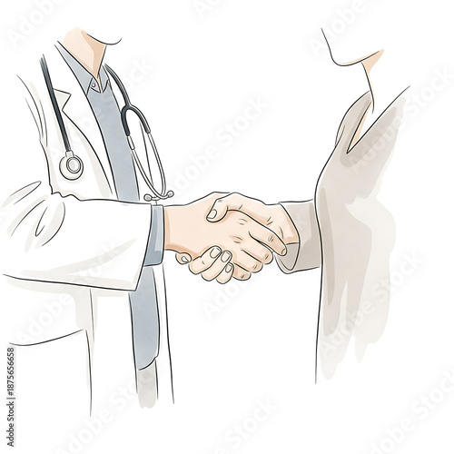 Abstract Handshake Symbolizing Trust and Partnership – Minimalist Watercolor in Warm Neutrals, Soft Edges, Generous Negative Space