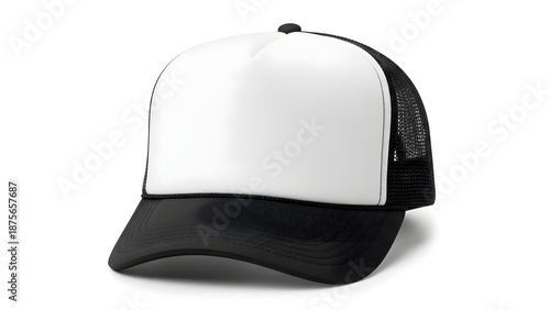 Black and white mesh cap