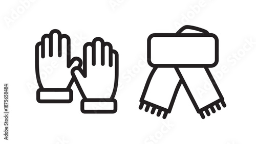 Winter Accessories Icons: Gloves and Scarf Icons for Cold Weather Comfort