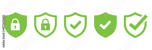 Secure your data with these modern blue shield icons featuring locks and checkmarks, perfect for digital protection and verification needs