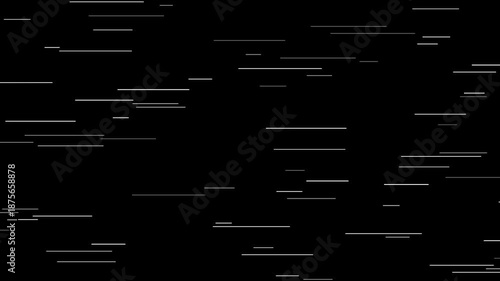 Abstract monochrome background with horizontal white motion lines and glitch effect