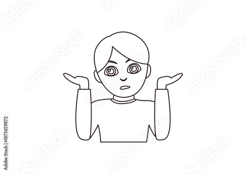Woman person shrugging shoulders I don't know clueless I don't care funny emoji symbol sign icon vector illustration isolated flat