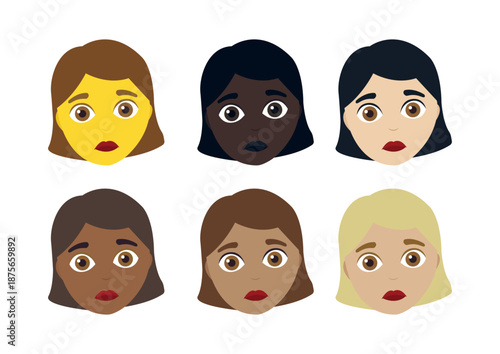 sad confused face confusing head woman women person girl expression emoji symbol sign icon vector illustration isolated flat