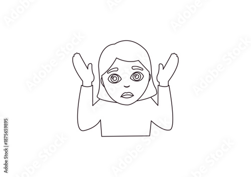 Woman person shrugging shoulders I don't know clueless I don't care funny emoji symbol sign icon vector illustration isolated flat
