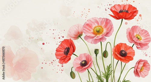 Wallpaper Mural Vibrant Poppy Flowers on Transparent Background Torontodigital.ca