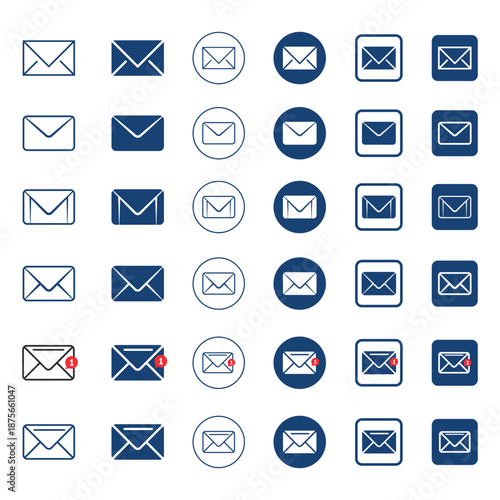 Email Envelope Icons in Various Styles message communication