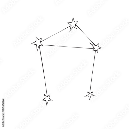 Vector the constellation of libra in doodle style. Abstract zodiac sign. Simple outline design element, clip art on theme of cosmos, astronomy, kids design