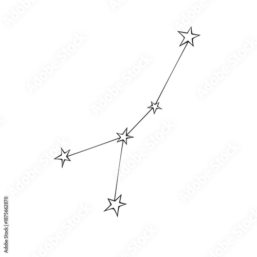 Vector the constellation of cancer in doodle style. Abstract zodiac sign. Simple outline design element, clip art on theme of cosmos, astronomy, kids design