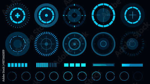 Modern blue hud elements for ui design and infographics
