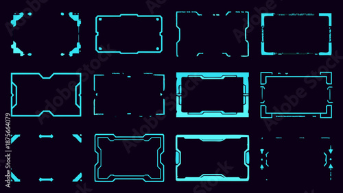 Futuristic neon UI elements for modern digital interfaces and tech designs