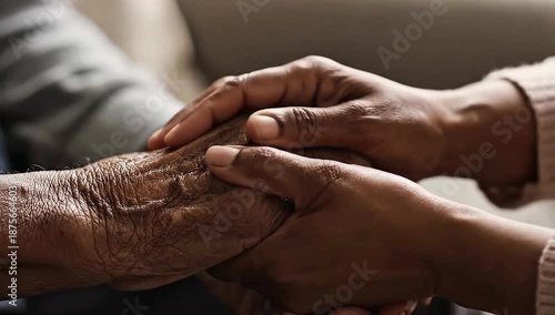 Tender Hands Holding Older Hands Showing Empathy and Support