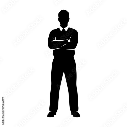 Silhouette of a man standing confidently.