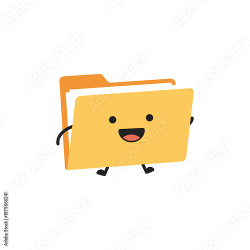 Cheerful Animated Folder Character, Digital Illustration, Playful Design, Whimsical Environment, Fun Viewpoint, Creative Concept