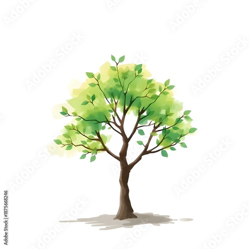 Stylized tree with soft foliage representing nurturing growth illustration design
