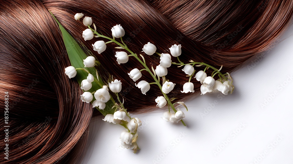 Naklejka premium lily of the valley on the hair extension isolated on the white background 