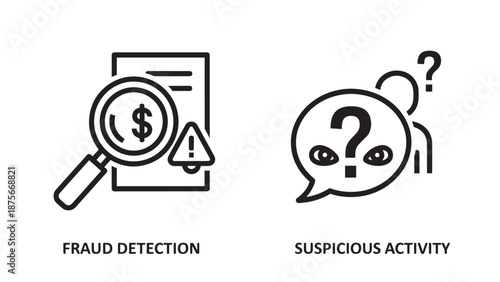 Business Security Icons Set Featuring Fraud Detection Document Auditing and Suspicious Activity Alert