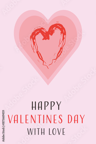 Happy Valentine’s Day Greeting Card with Hand Drawn Heart