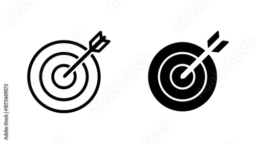 Outline and glyph styles of a target icon showing an arrow in the center, symbolizing success
