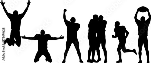 American Football Player Action Silhouettes