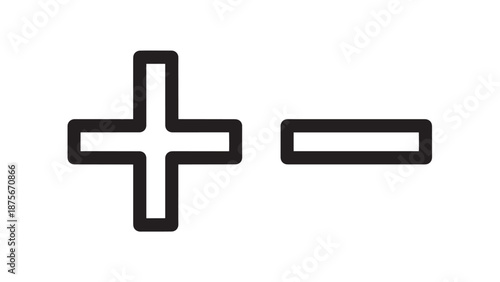 Plus and Minus Mathematical Symbols Minimalist Outline Icon Set for UI Design