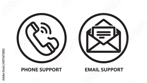 Customer Service Contact Icons for Phone Support and Email Assistance Communication