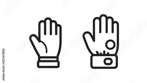 Protective Work Gloves and Winter Mittens Clothing Accessories Outline Icon Set
