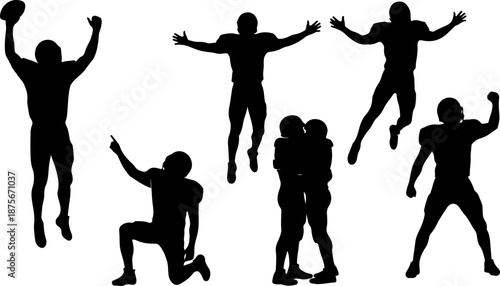 American Football Player Action Silhouettes