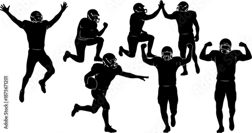 American Football Player Action Silhouettes