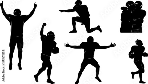 American Football Player Action Silhouettes
