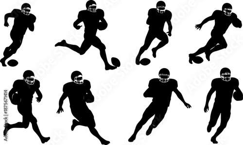 American Football Player Action Silhouettes