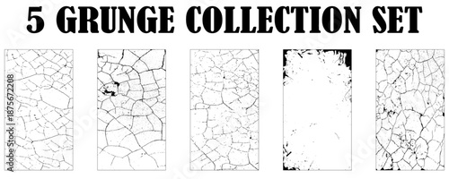 High-quality grunge texture vector pack: 8 unique Black and white patterns. Adds worn, vintage, or rough aesthetic to designs, backgrounds, and overlays.